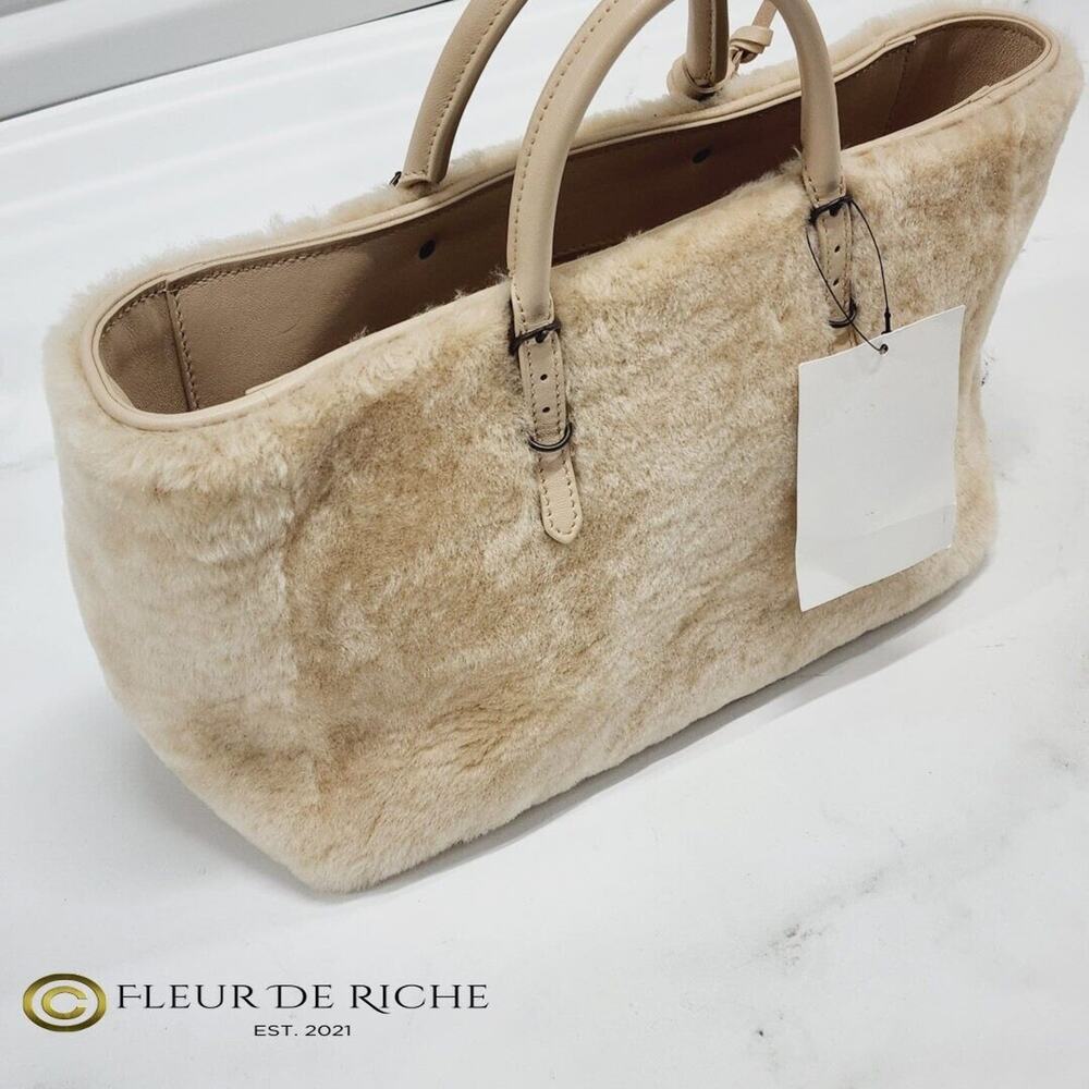 Balenciaga Papier Merino Lamb Wool Tapioca Beige Satchel Bag 410238 - Picture 4 of 7